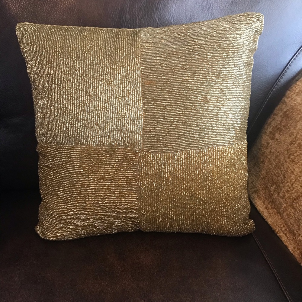 Pier 1 gold beaded pillow